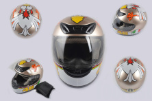 Шлем-интеграл   (mod:012) (size:XXL, бронза, воротник, CRAZY CHICKEN)   YOUAI