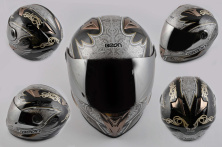 Шлем-интеграл   (mod:B-500) (size:L, черно-серый, зеркальный визор, DARK ANGEL)   BEON