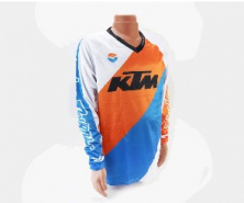 Футболка (Джерси) мужская L-(Polyester 100%), длинные рукава, свободный крой, бело-оранжево-синяя