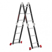 Лестница многофункциональная трансформер 4х3 ступеньки, стальной профиль, 3380мм, 150 кг.