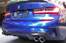 Дифузор заднього бампера (для M-Sport 2018-2022, під прямокутні насадки, ABS) BMW 3 серія G20/G21 2018- рр.