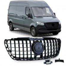 Передня решітка Panamericana GT Panamericana Black Premium З рамкою Mercedes Sprinter W907/W910 2018- рр.