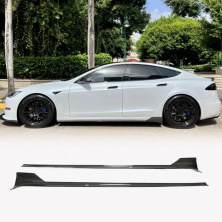 Накладки на пороги (2021+, Карбон) Tesla Model S 2012- рр.