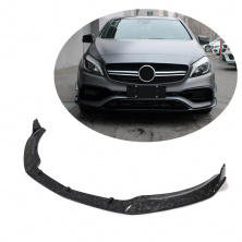 Накладка на передній бампер Lip (для A45 AMG HB 2016-2018, Карбон) Mercedes A-сlass W176 2012-2018 рр.
