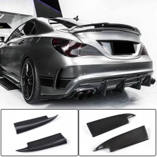 Накладки на задній бампер V3 (для AMG-Line / CLA45 AMG SD, Карбон) Mercedes CLA C117 2013-2019 рр.