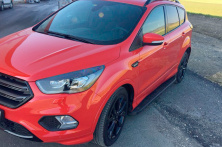 Бокові пороги Tayga Black (2 шт., Алюміній) З пофарбованим листям на дверях Ford Kuga/Escape 2013-2019 рр.