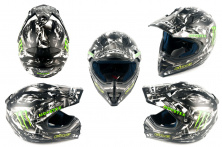 Шлем кроссовый (с визором, size:M, черный, MONSTER ENERGY) CIRUS