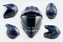 Шлем кроссовый   (mod:MX433) (с визором, size:ХXL, синий, FOUL PLUGS)   LS-2