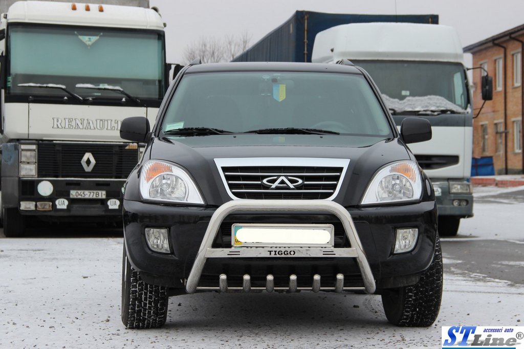 Кенгурятник WT003 (нерж.) d50 з трубою для Chery Tiggo 1