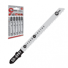 набор полотен 5 ед. для лобзика. Рабочая длина 75 мм, расстояние между зубцами 2,5 мм, для работы по древесине, ламинату, пластику.