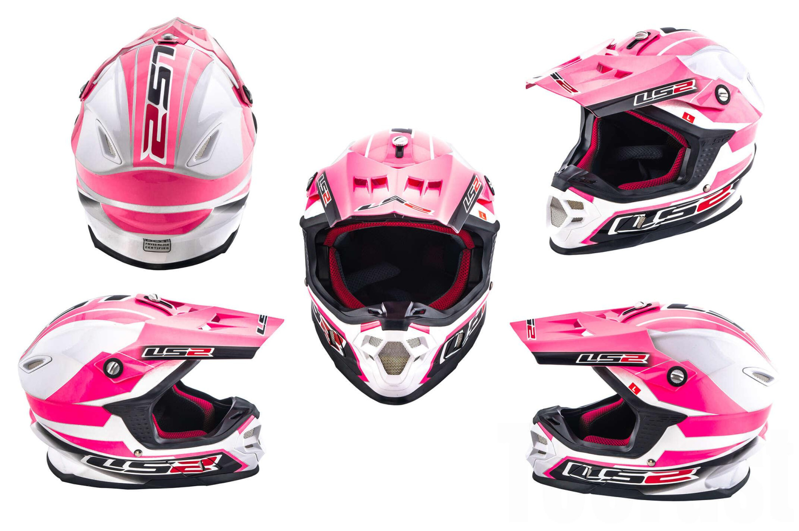 Шлем кроссовый   (mod:MX456) (size:L, бело-розовый)   LS-2