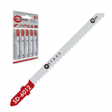 набор полотен 5 ед. для лобзика. Рабочая длина 75 мм, шаг зуба 3,0 мм, для работы с цветным металлом и армированным пластиком.