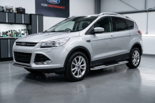 Бокові пороги Tayga V2 (2 шт., Алюміній) З чорним листям на дверях Ford Kuga/Escape 2013-2019 рр.