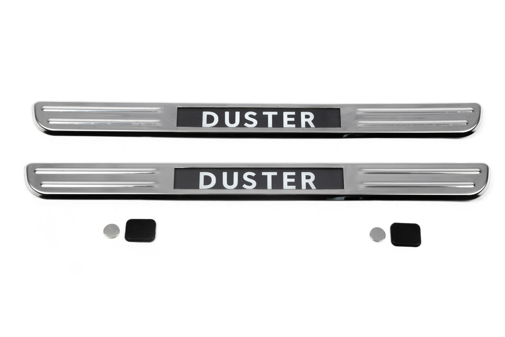 Бездротові пороги з підсвічуванням (2 шт., нерж) для Renault Duster 2008-2017 рр