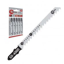 набор полотен 5 ед. для лобзика. Рабочая длина 75 мм, расстояние между зубцами 3,0 мм, для работы по древесине, ламинату, пластику.