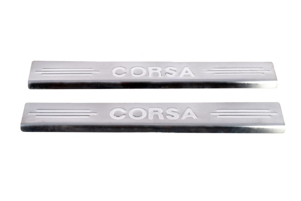 Накладки на пороги Carmos V2 (2 шт, нерж) для Opel Corsa C 2000- рр