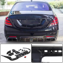 Дифузор заднього бампера з насадками (для S63/S65 AMG 2018-2021, Карбон) Mercedes S-сlass W222 2013-2022 рр.