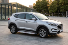 Бокові пороги Maya Red-Grey (2 шт., Алюміній) Hyundai Tucson TL 2016-2021 рр.