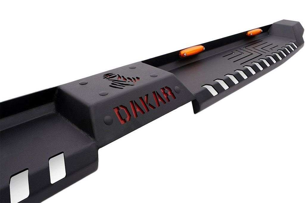 Бокові пороги Dakar V2 з LED (2 шт, метал) для Nissan Navara 2006-2015 рр