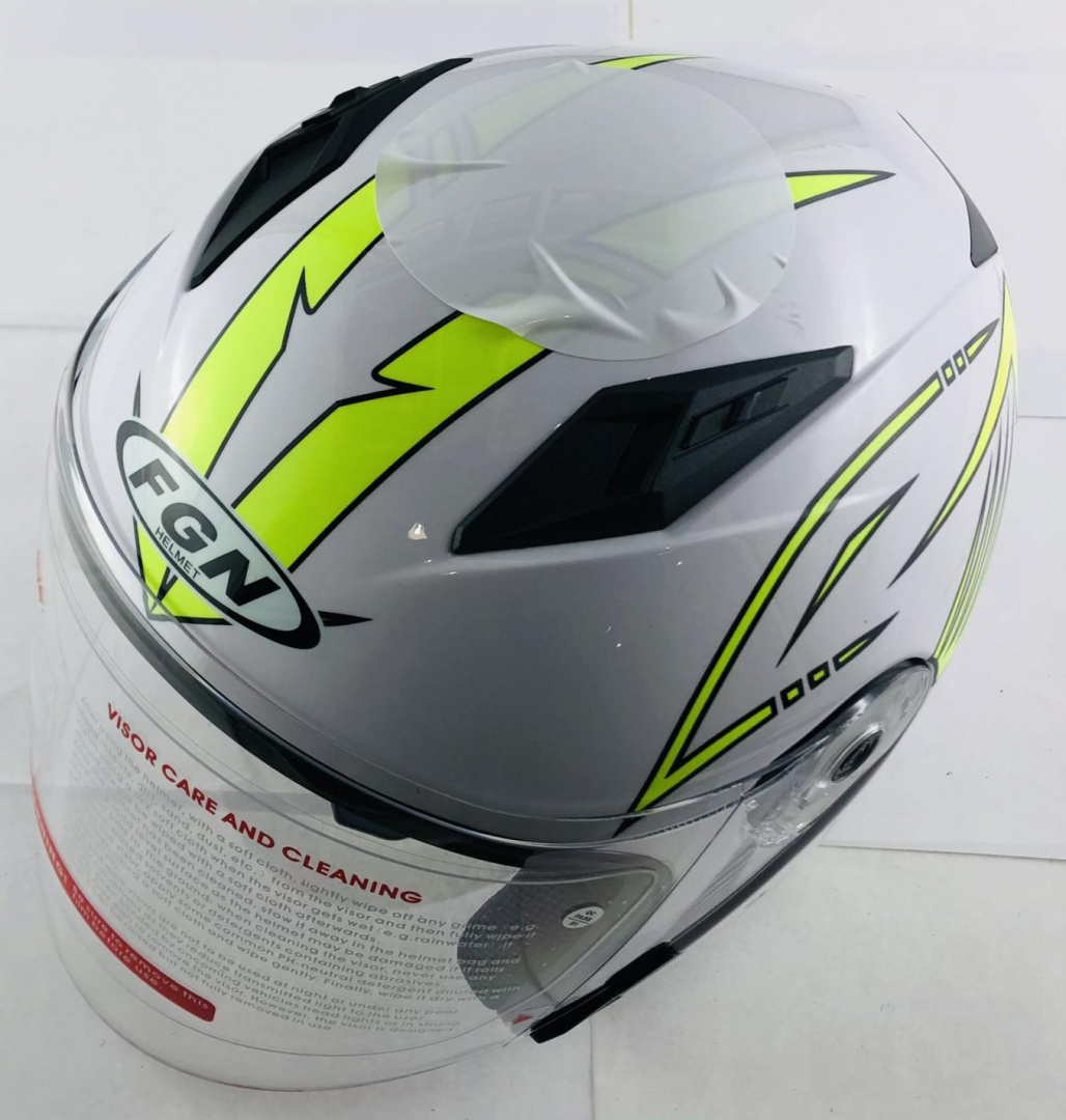 Шлем открытый   (mod:FX-512) (size:XL,белый, желтый декор, ARROW)   FGN