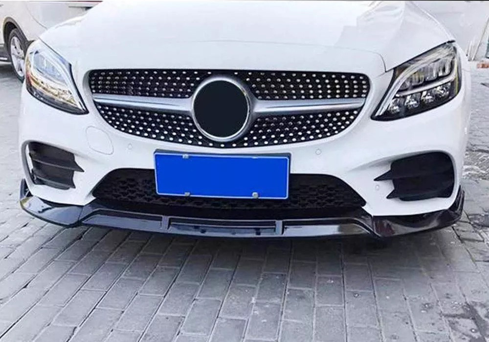 Передня лип накладка V2 1234 Upgrade (чорна, 2018-2021) для Mercedes C-сlass W205 рр