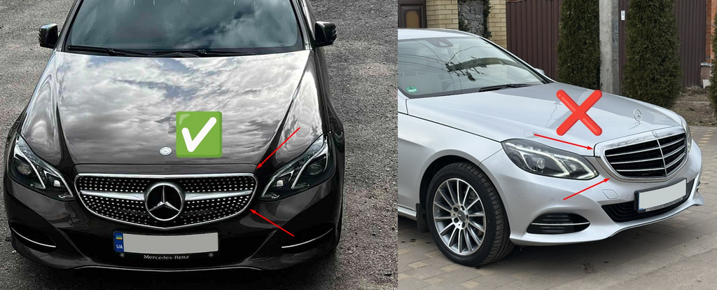 Передня решітка Diamond Silver (для Avantgarde і AMG-Line, 2013-2016) для Mercedes E-сlass W212 рр