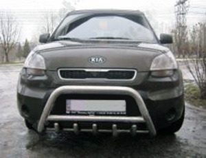 Кенгурятник (нерж) 60 мм, з написом для Kia Soul I 2008-2013 рр