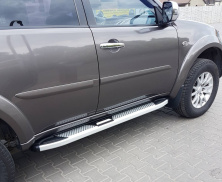 Бокові пороги Mevsim Grey (2 шт., Алюміній) Mitsubishi Pajero Sport 2008-2015 рр.