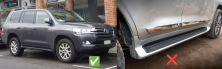 Передні бризковики (2 шт, під пороги без підсвітки) Toyota Land Cruiser 200 2007-2021 рр.