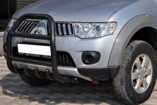 Передній захист QT007 Black (нерж.) Mitsubishi Pajero Sport 2008-2015 рр.