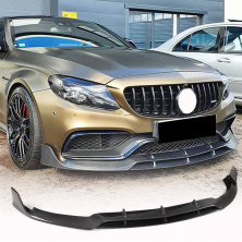 Накладка на передній бампер Lip V2 (для купе/кабріолет C63 AMG 2015-2019, Карбон) Mercedes C-сlass W205 2014-2021 рр.