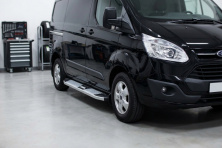 Бокові пороги Mevsim Grey (2 шт., Алюміній) коротка база Ford Custom 2013-2022 рр.