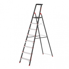 Лестница 8 ступеней, лоток для инвентаря, стальной профиль, высота верхней ступени 1720 мм, 527х1437х2221мм, 150кг