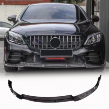 Накладка на передній бампер Lip (для SD AMG-Line 2019-2021, Карбон) Mercedes C-сlass W205 2014-2021 рр.