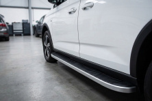 Бокові пороги Tayga Grey (2 шт., Алюміній) Максі база Volkswagen Caddy 2020- рр.
