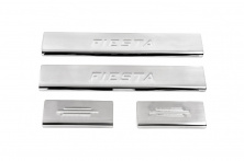 Накладки на пороги Carmos V2 (4 шт, нерж.) Ford Fiesta 2002-2008 рр.