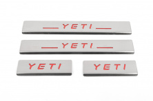 Накладки на пороги Carmos V2-RED (4 шт, нерж.) Skoda Yeti 2009-2017 рр.