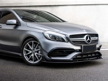 Передня лип накладка (для AMG-Line / A45 AMG HB 2016-2018, чорна) Mercedes A-сlass W176 2012-2018 рр.