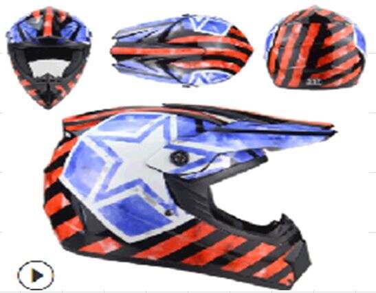 Шлем кроссовый (mod:225) (size:M, черный, BLUE STAR)
