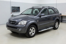 Бокові пороги Mevsim Grey (2 шт., Алюміній) Kia Sorento I BL 2002-2009 рр.