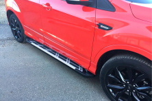 Бокові пороги Sunrise (2 шт., Алюміній) З чорним листям на дверях Ford Kuga/Escape 2013-2019 рр.