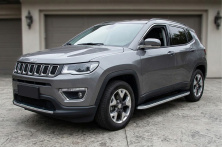 Бокові пороги Tayga Grey (2 шт., Алюміній) Jeep Compass 2016- рр.