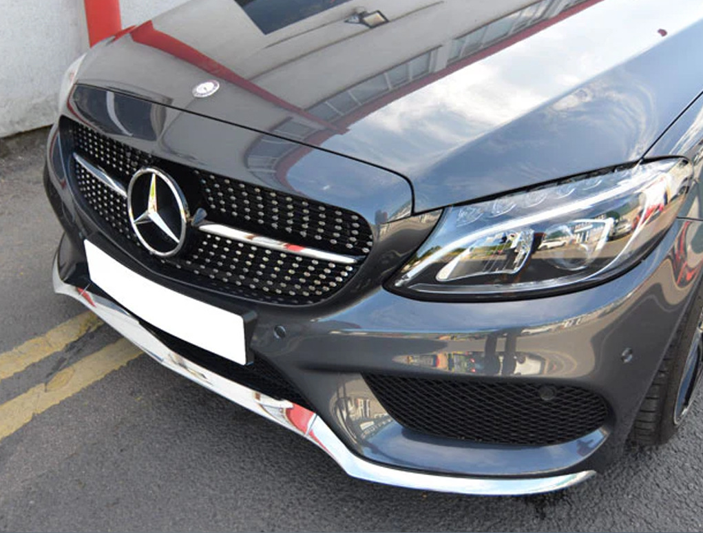 Передня решітка Diamond Silver (для Avantgarde/AMG-Line/C43 AMG) 2014-2018, без камери для Mercedes C-сlass W205 рр