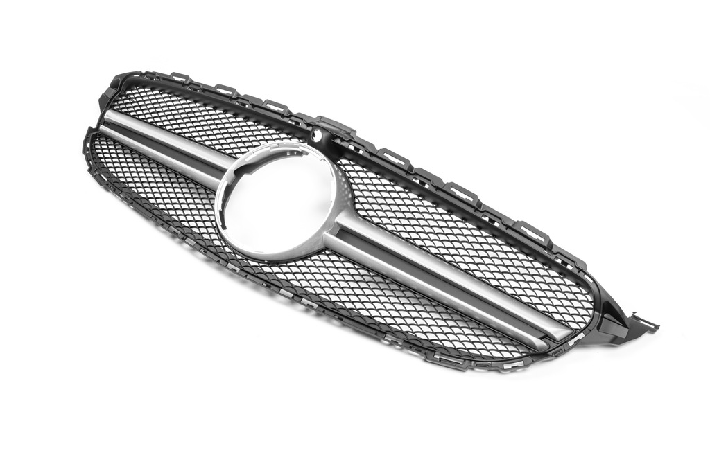 Передня решітка AMG Silver (для Avantgarde/AMG-Line/C43 AMG) 2014-2018, з камерою для Mercedes C-сlass W205 рр