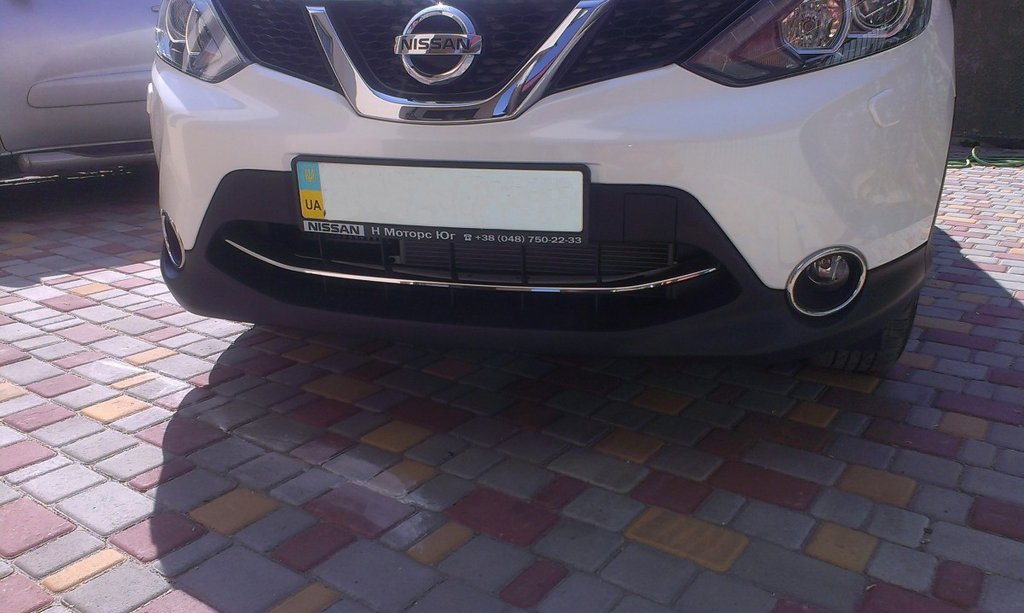 Накладка на передній бампер (2014-2017, нерж) Carmos - Турецька сталь для Nissan Qashqai рр