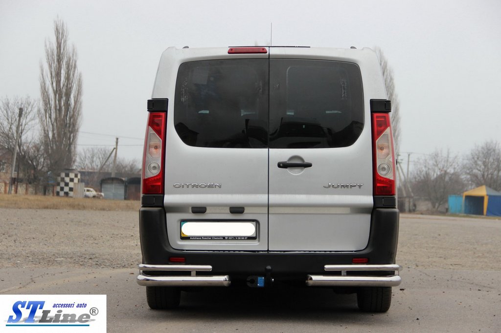 Задні кути AK-003-Double (2 шт., нерж.) для Peugeot Expert 2007-2016 рр