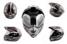 Шлем кроссовый   (mod:MX433) (с визором, size:XXL, черно-красный, MAGNUM)   LS-2