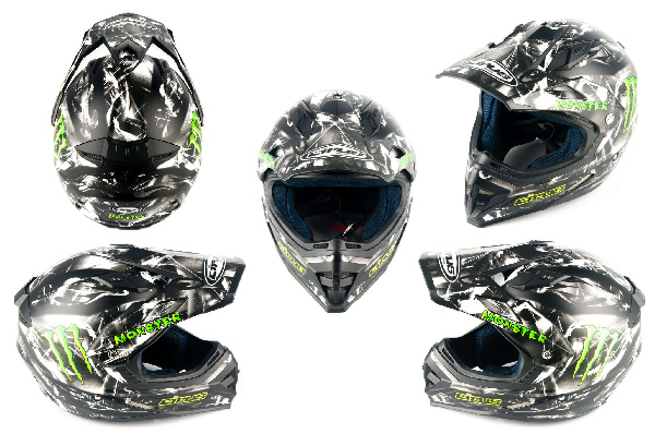 Шлем кроссовый (с визором, size:L, черный, MONSTER ENERGY) CIRUS