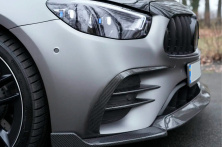 Накладки на передній бампер (для AMG-Line 2020+, Сухий карбон) Mercedes E-сlass W213 2016-2023 рр.