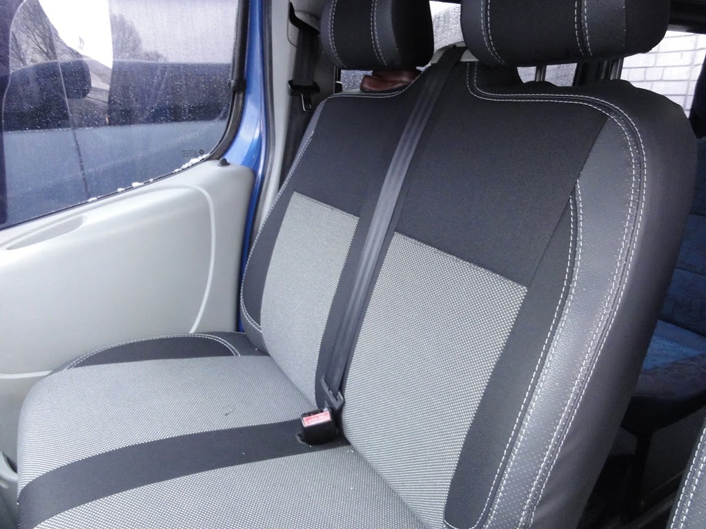 Авточохли (кожзам і тканина, Premium) Передні 1 та 1 для Nissan Primastar 2002-2014 рр
